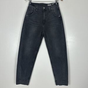 NOEND DEnim 90's High Rise Loose Jeans Distressed Hem Black Size 26 Barrel